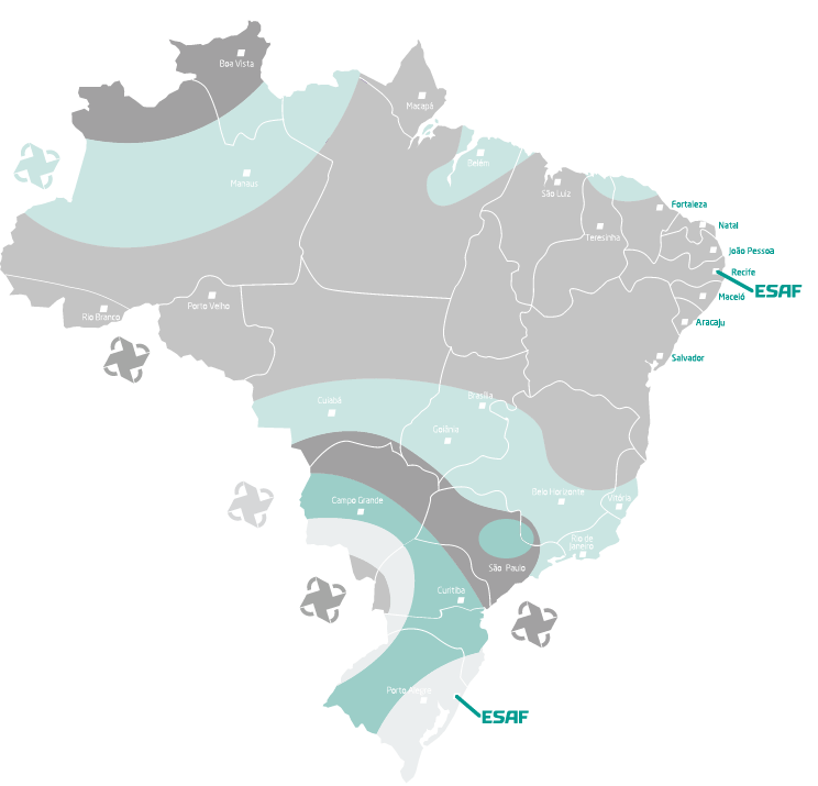 Imagem mapa de velocidade dos ventos por região brasileira